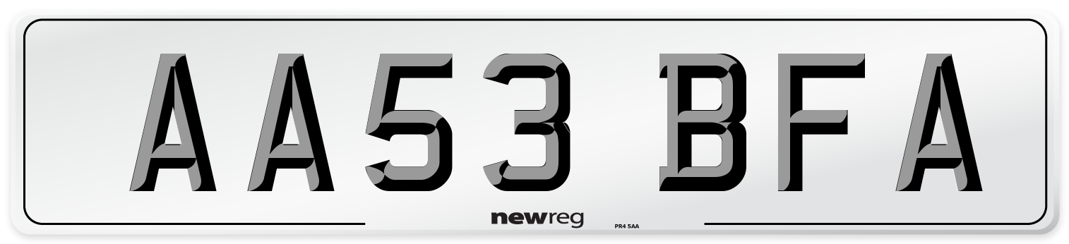 AA53 BFA Number Plate from New Reg
